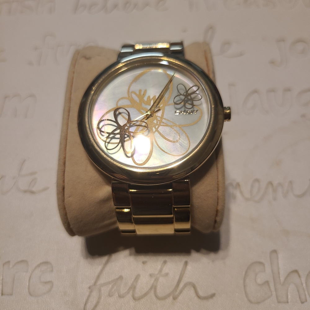 DKNY Gold Women's Watch with Floral Design